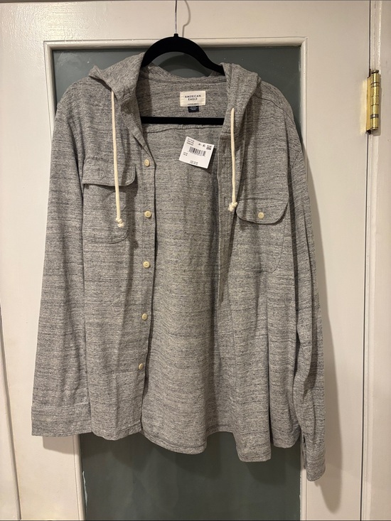 American Eagle Outfitters Other - American Eagle Outfitters Gray Hooded Button-Up Shirt Jacket